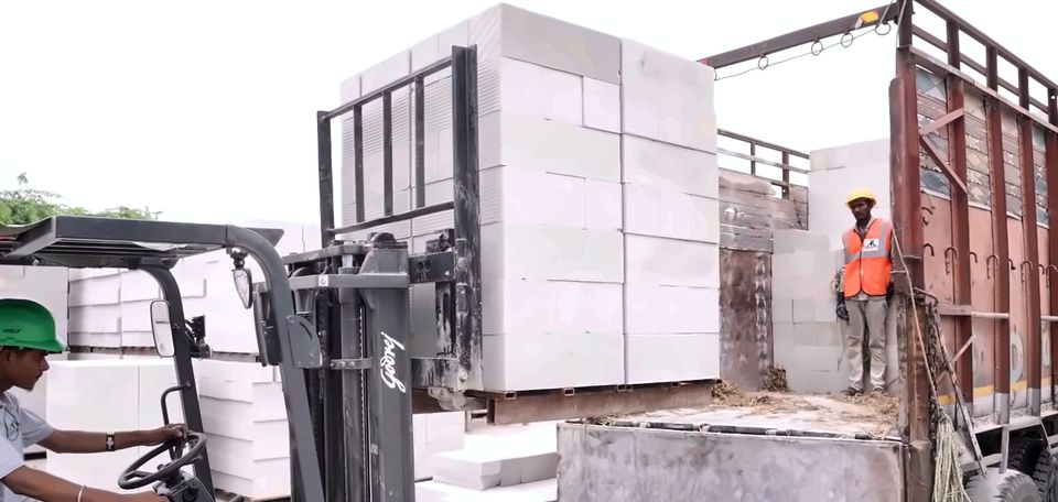 AIWON blocks loaded onto a truck
